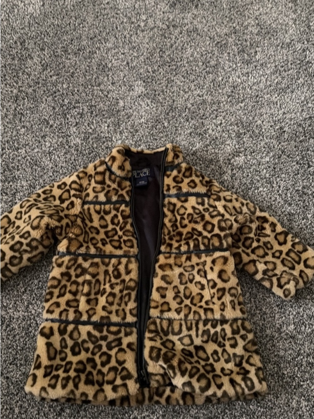 The Children's Place Leopard Print Faux Fur Coat - Tan/Black